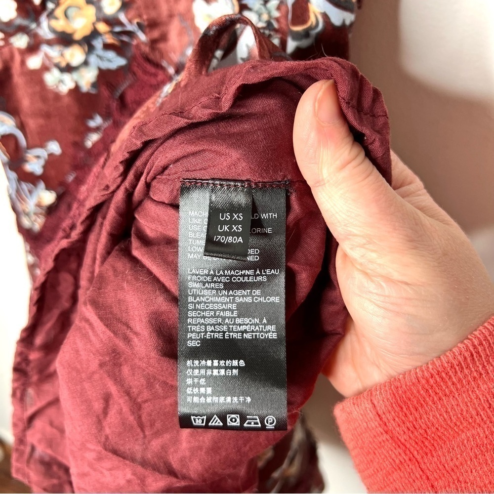Urban Outfitters Satin Maroon Floral Tiffany Lace Mini Tulle Lined Mini Dress XS - Picture 11 of 17